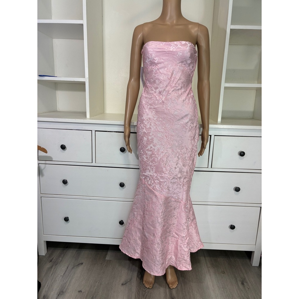 Princess Polly Lips Are Sealed Maxi Dress Women Size 0 Pink Strapless Jacquard